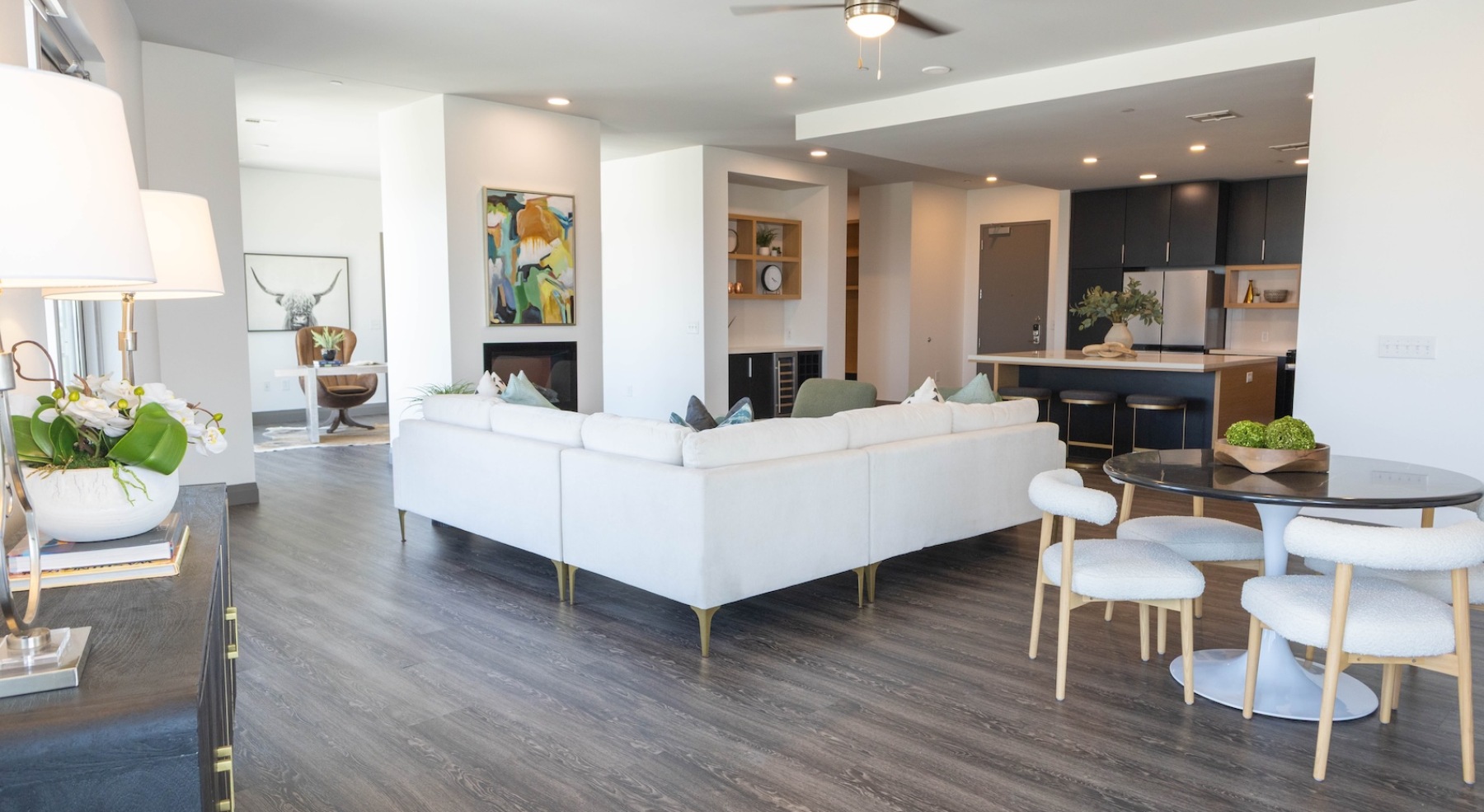 Open space living area with natural lighting