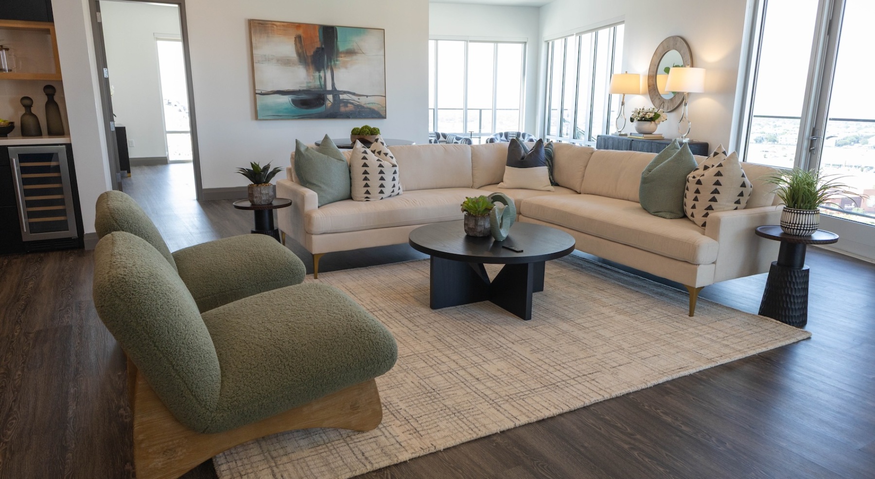 Open space living area with natural lighting