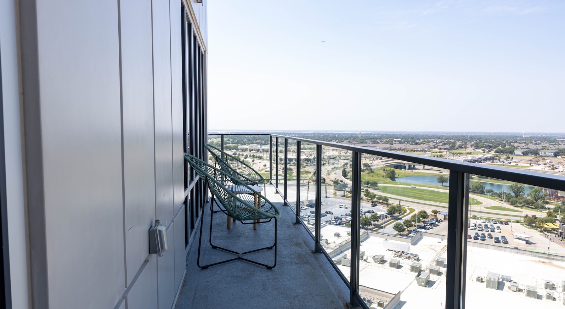 a large balcony overlooking the city