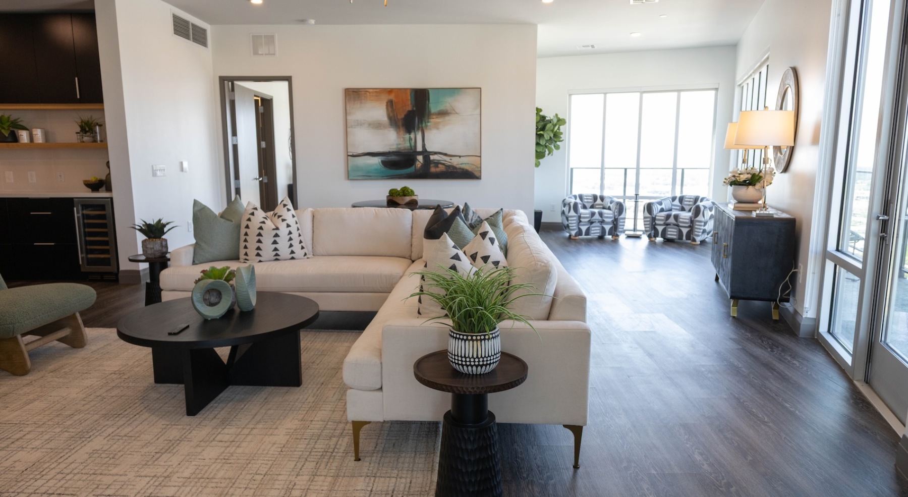 Open space living area with natural lighting