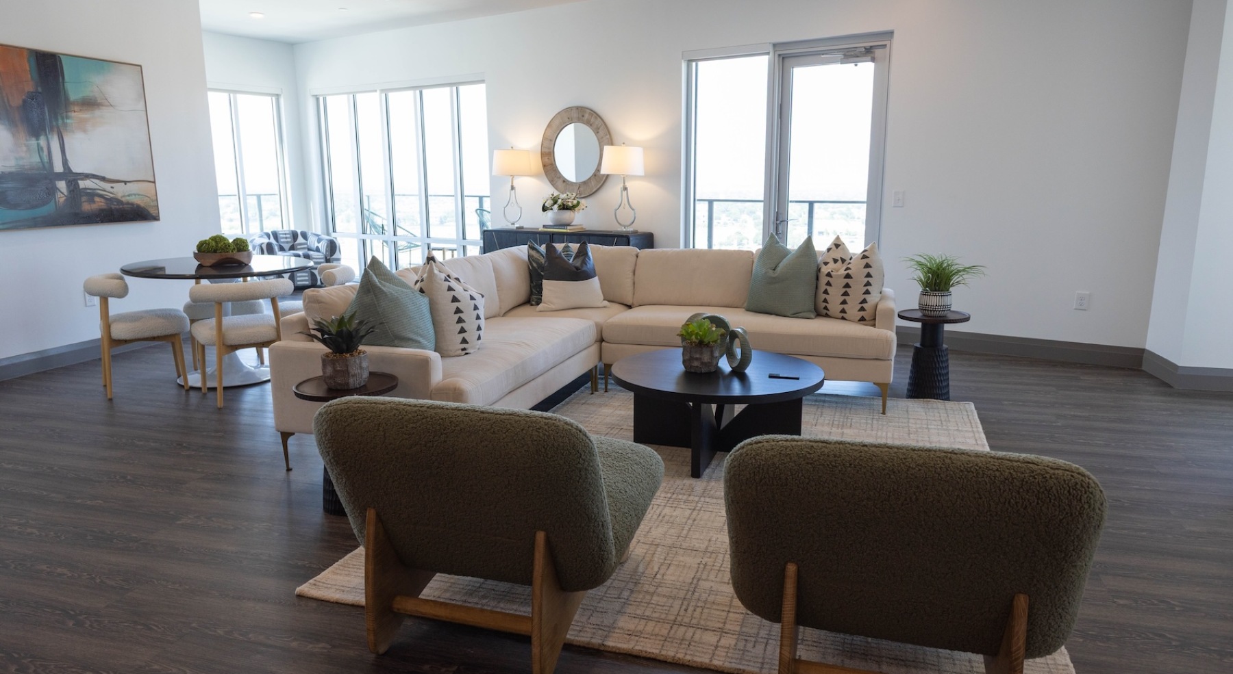 Open space living area with natural lighting